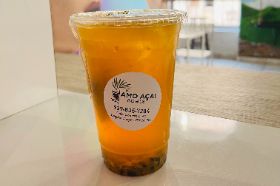 passion fruit tea, passion fruit pulp, agave